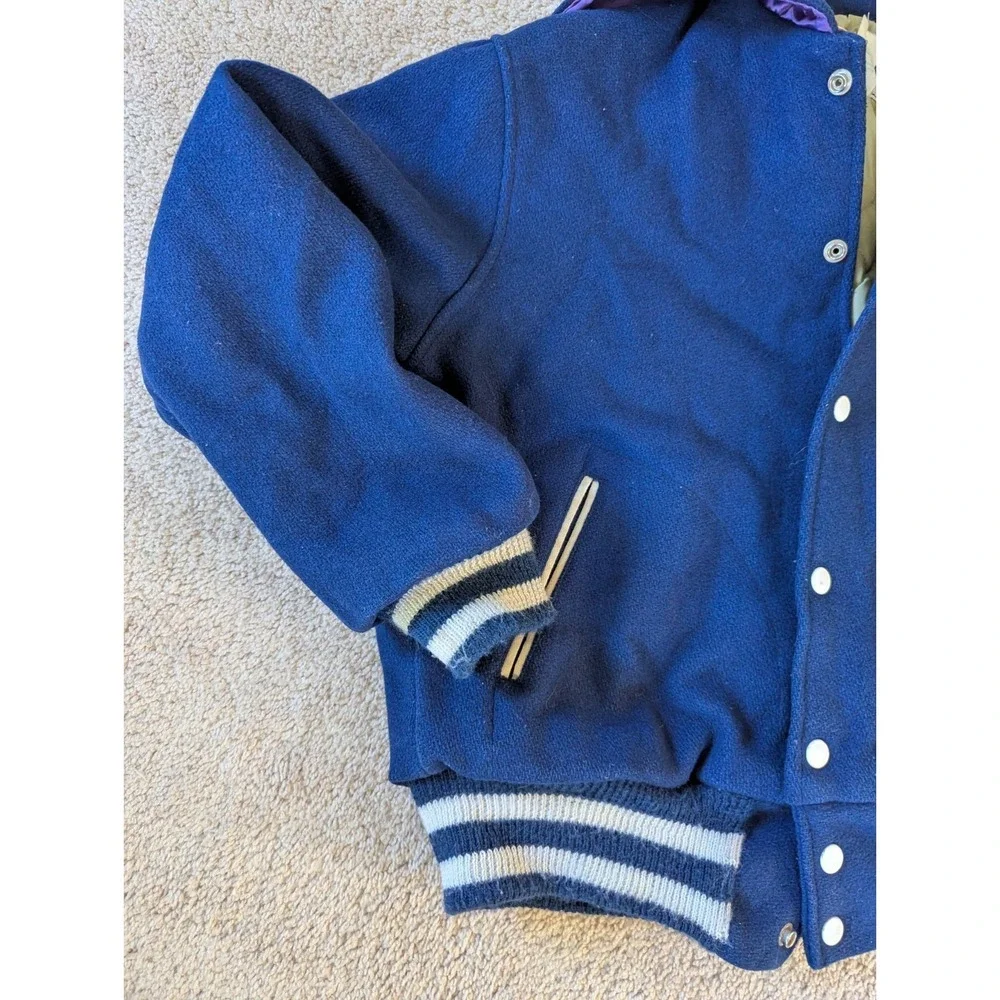 Letterman Jacket Blue & White‎ Vintage Wool Size M Ellwood City Lincoln High - Picture 4 of 8